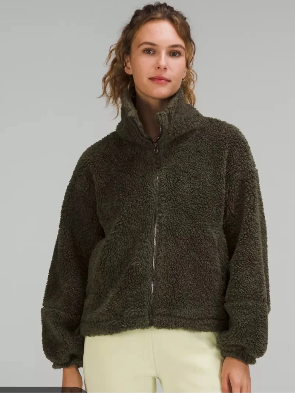 Lululemon cinchable zip up fleece size 2 Green
